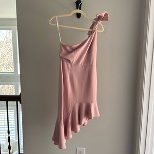 One Shoulder Blush Mini Dress
